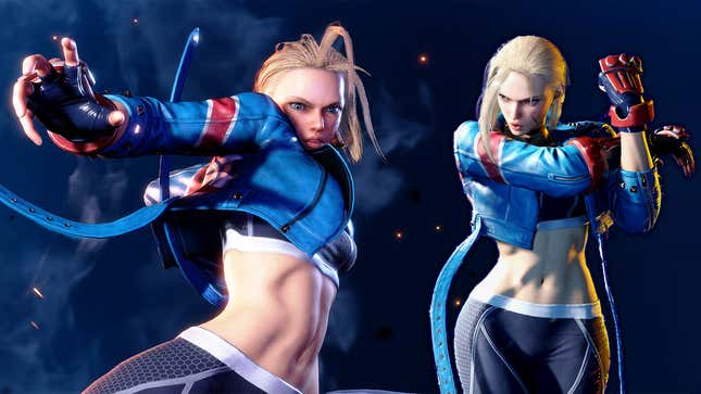 Cammy's new design features a Union Jack coat, bared midriff, and yoga pants.