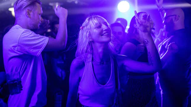 People dancing at Egg London nightclub in the early hours of July 19, 2021 in London, England.