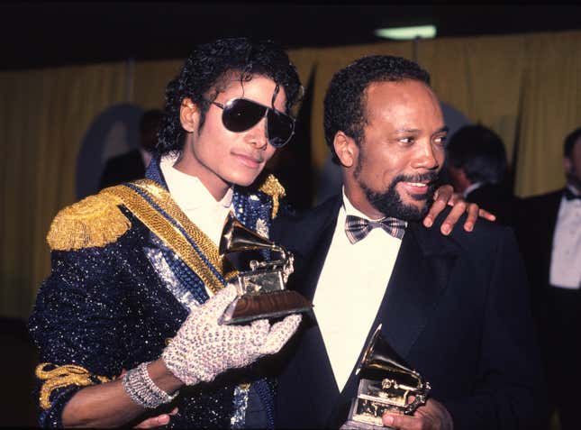 Michael Jackson at the 1984 Grammys with Quincy Jones.