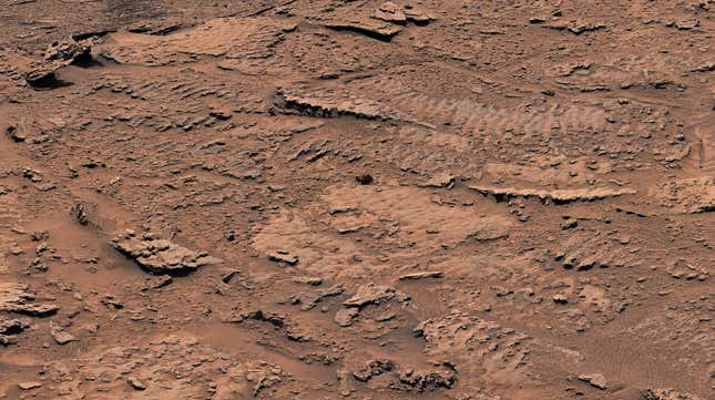 Water ripples in the rock on Mars, as seen by Curiosity.