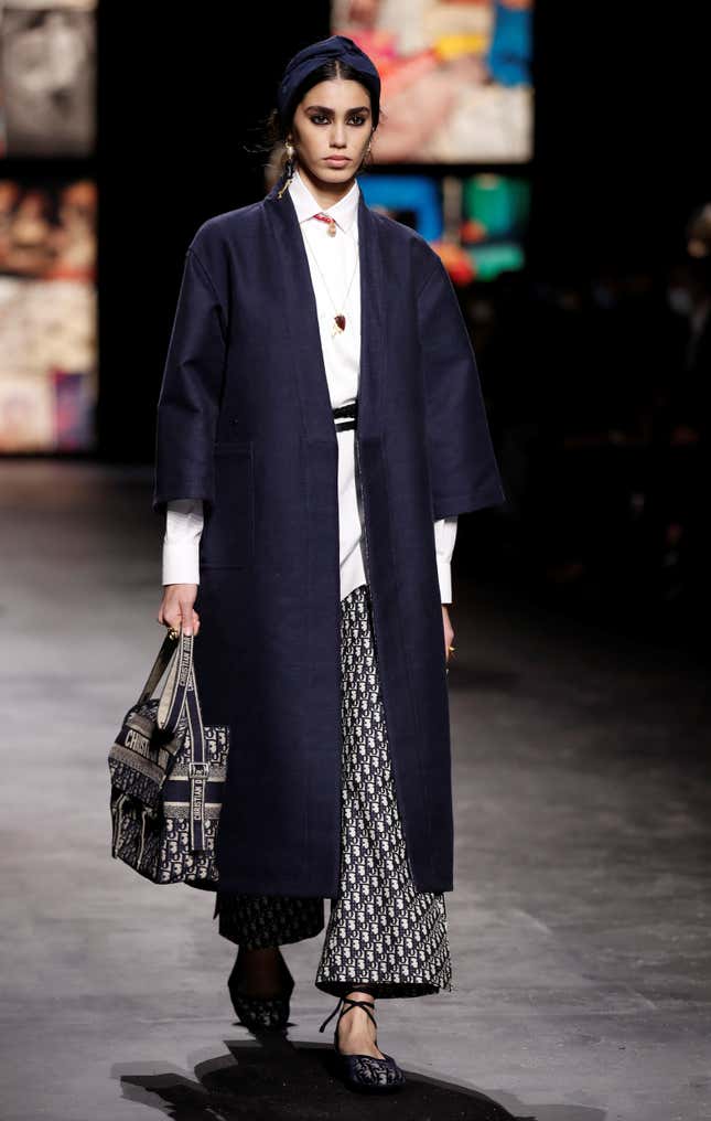 A model presents a creation by designer Maria Grazia Chiuri as part of her Spring/Summer 2021 ready-to-wear collection show for fashion house Dior