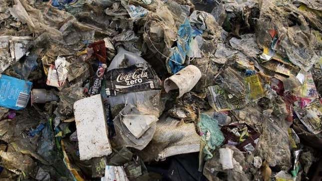 Plastic waste on a garbage-filled beach on the Freedom island critical habitat and ecotourism area near Manila, on May 19, 2018.
