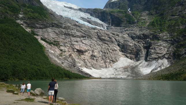 A photo of a melting glacier in Norway. 