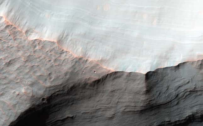 Mars' Saheki Crater bears some alluvial fans, signs of ancient water.