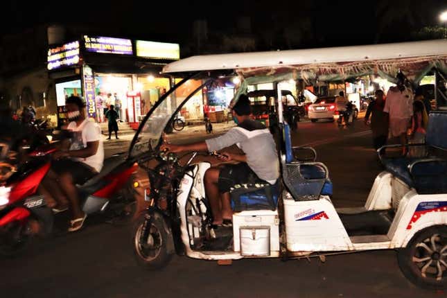 An e-rickshaw plying on the roads of Puri city in Odisha.