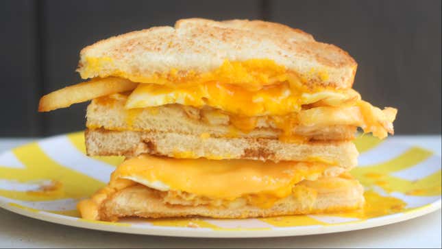 Image for article titled Celebrate National French Fry Day by Piling Them on a Breakfast Sandwich