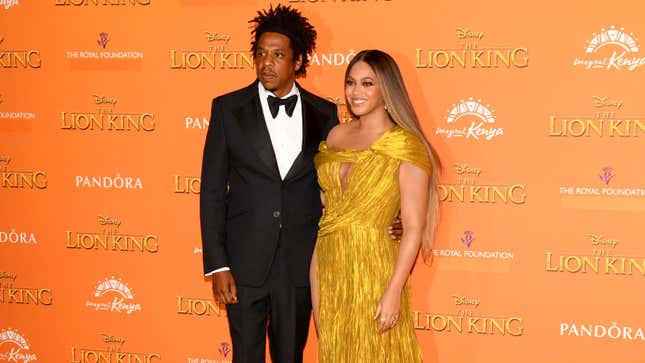 Beyonce Knowles-Carter and Jay-Z attend the European Premiere of Disney’s “The Lion King”  on July 14, 2019 in London, England. 
