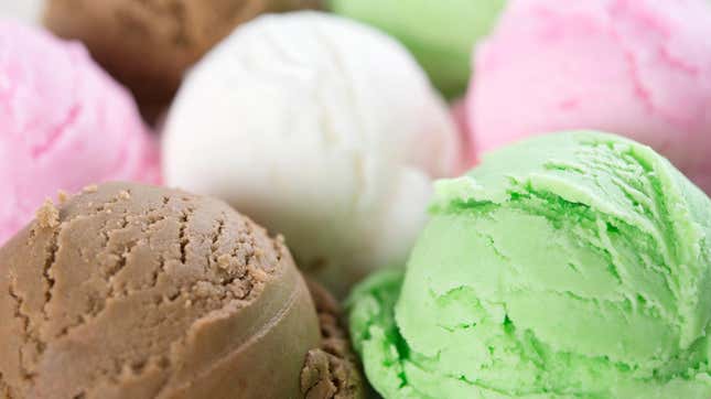 Multicolored ice cream scoops