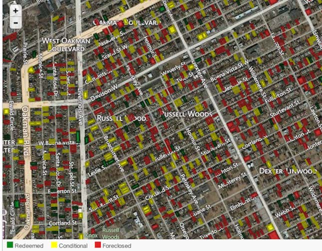 Foreclosure map of Detroit’s West Side.