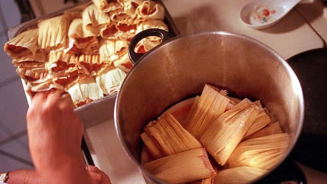 tamales in pot