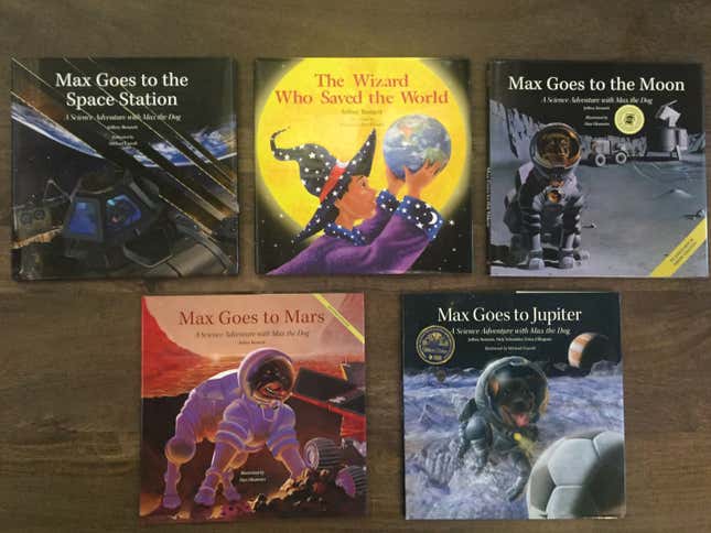 The five books that went to the International Space Station for Story Time from Space.