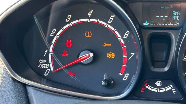 Close up on the tachometer of a 2017 Ford Fiesta.