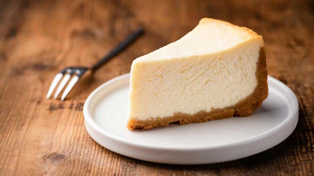 A slice of cheesecake on a plate