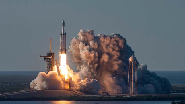 A prior launch of SpaceX’s Falcon Heavy.