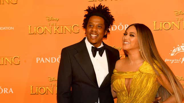 Beyonce and Jay-Z pose at the UK premiere of The Lion King