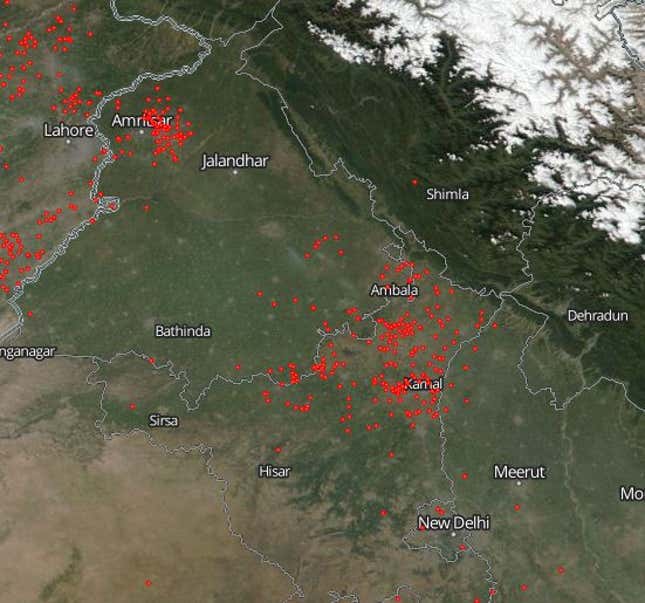 Image for article titled Satellite images show Delhi’s in for another smoggy winter