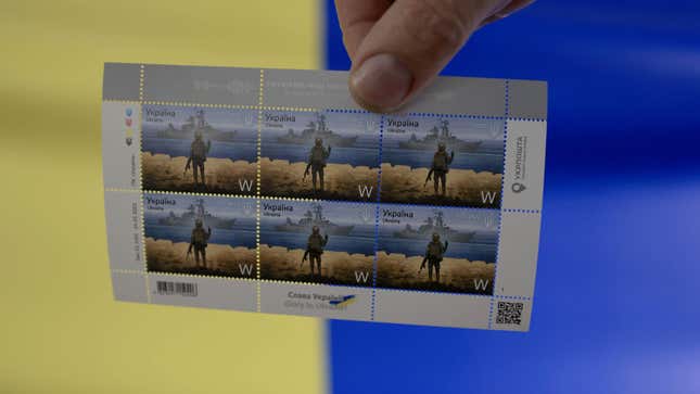 Image for article titled Ukraine&#39;s Postal Service Gets DDOS&#39;d After Printing Stamps of Sunken Russian Battleship