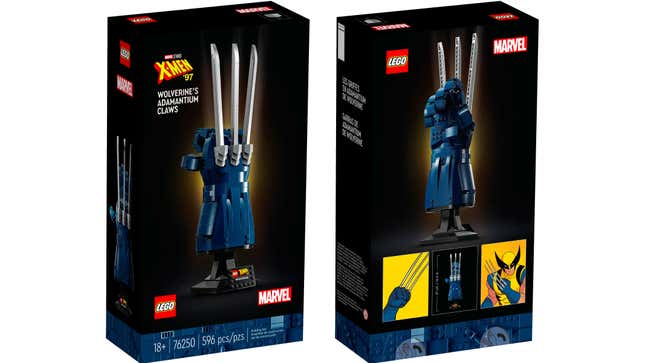 The front and back of the Lego Marvel Wolverine's Adamantium Claws set's packaging.