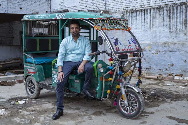 Naveen Krishna, the founder of SMV Green Solution, at one of the company’s workshops in Varanasi, India.