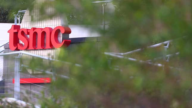 The logo of Taiwan Semiconductor Manufacturing Co (TSMC) is pictured at its headquarters, in Hsinchu, Taiwan, January 19, 2021. REUTERS/Ann Wang