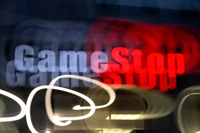 The GameStop logo in neon