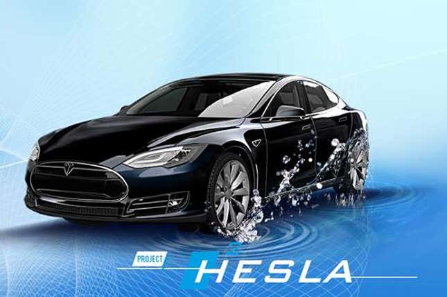 Image for article titled Natural gas company converts a Tesla Model S into a long-range hydrogen powered “Hesla”