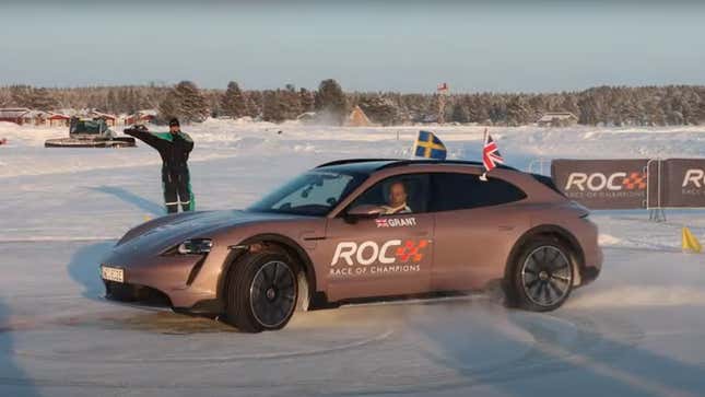 Image for article titled Porsche Taycan Sets Nice Guinness Record With 69 Snow Donuts in a Row