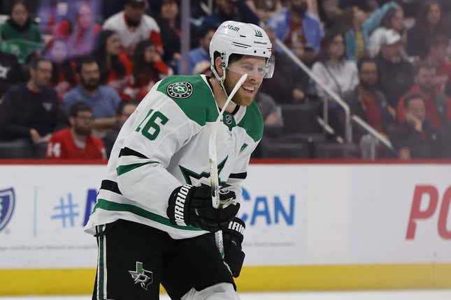 Apr 10, 2023; Detroit, Michigan, USA; Dallas Stars center Joe Pavelski (16) skates in the third period against the Detroit Red Wings at Little Caesars Arena.