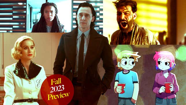 Clockwise from top left: Jazz Sinclair in Gen V (Photo: Prime Video), Tom Hiddleston in Loki (Photo: Marvel Studios), Rahul Kohli in Fall Of The House Of Usher (Photo: Eike Schroter/Netflix), Scott Pilgrim Takes Off (Image: Netflix), Brie Larson in Lessons In Chemistry (Photo: Apple TV+)Graphic: Libby McGuire