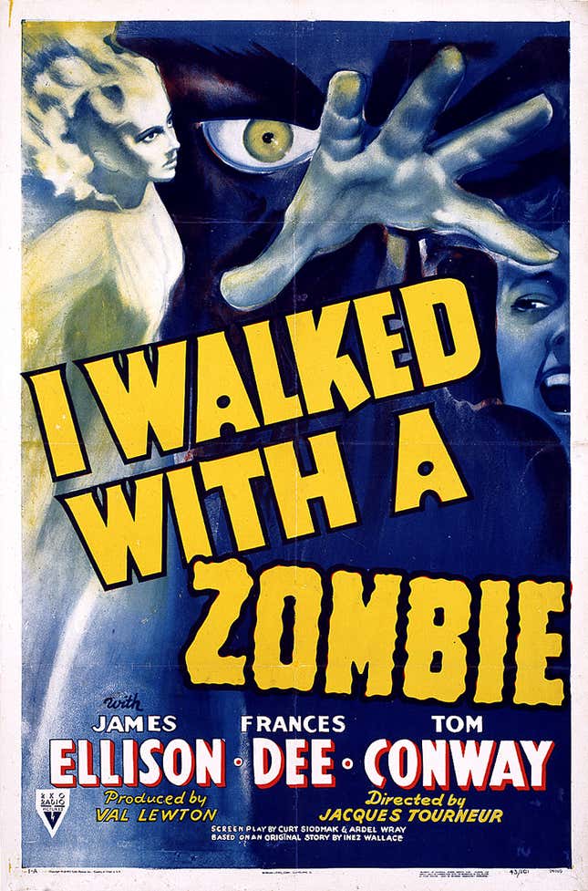 One-sheet poster for I Walked With a Zombie, directed by Jacques Tourneur, USA, 1943. Unknown designer.