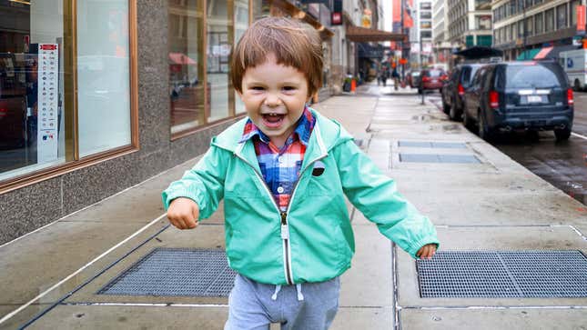 Image for article titled Unaccompanied Toddler Just Fucking Sprinting Down Sidewalk