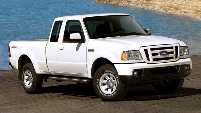 A photo of a white Ford Ranger Pickup truck.