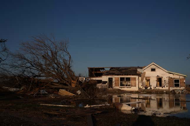 A home destroyed by Hurricane Delta in Louisiana.