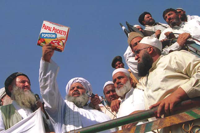 Sheikh Othman Malik led a demonstration in Karachi Monday.