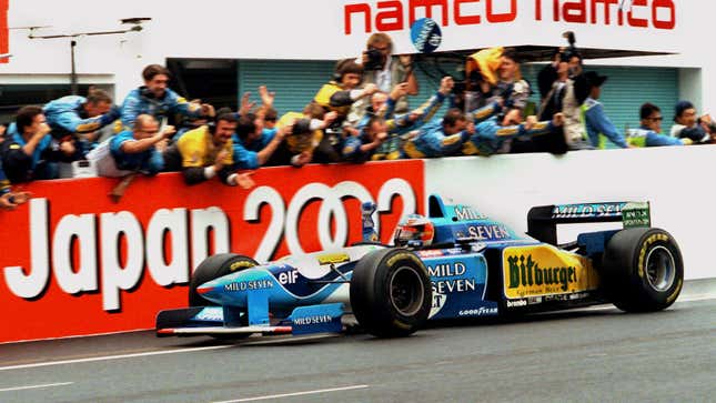 A photo of the 1992 Benetton Formula 1 car. 