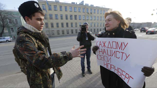 protestor holding sign