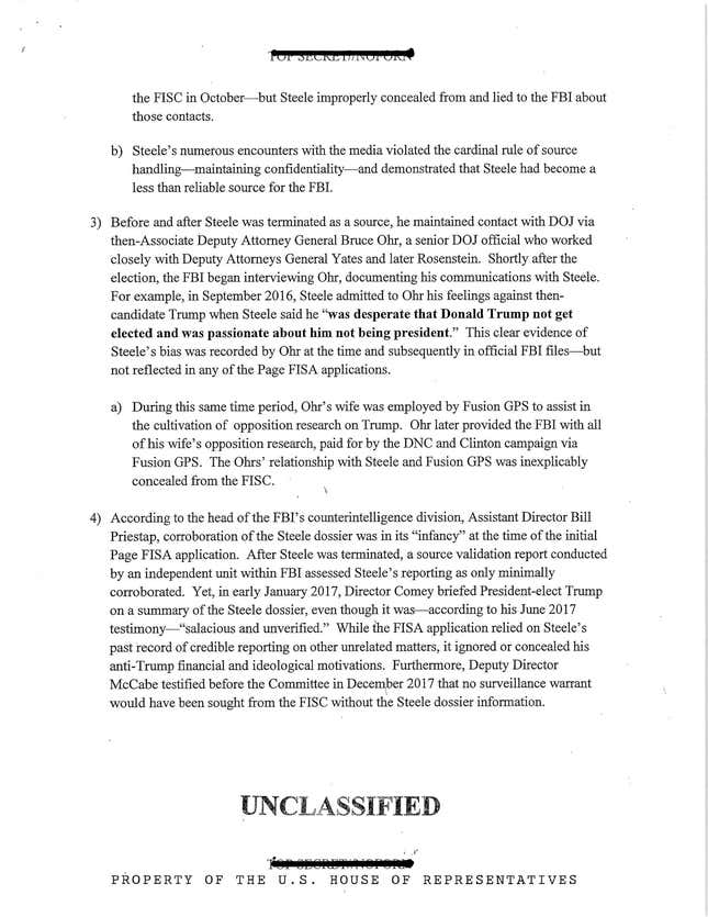 Image for article titled Read the full GOP House intelligence memo about the Trump dossier