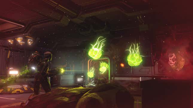 A space traveler fights strange aliens.