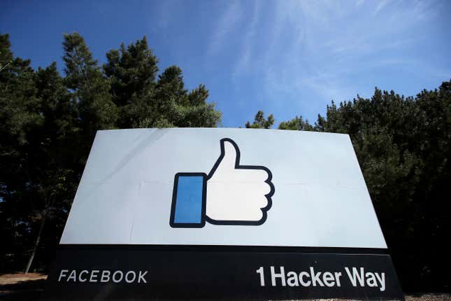 FILE - In this April 14, 2020 file photo, the thumbs up Like logo is shown on a sign at Facebook headquarters in Menlo Park, Calif, USA. Facebook’s purchase of Giphy will hurt competition for animated images, U.K. regulators said Thursday Aug. 12, 2021, following an investigation, indicating the social network could be forced to sell off the company if the provisional finding’s concerns are confirmed. Giphy’s library of short looping videos, or GIFs, are a popular tool for internet users sending messages or posting on social media. 