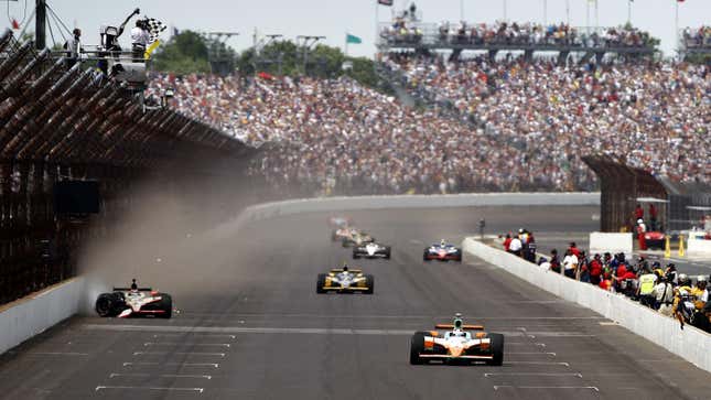 Dan Wheldon’s stunning victory in 2011 just missed the list by a tenth of a second.