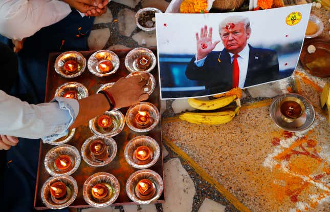 Image for article titled Kamala Harris and Donald Trump’s supporters in India pray for their victory