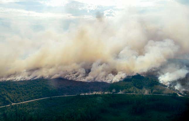 In this photo taken on July 18, 2018, smoke billows from a fire outside Ljusdal, Sweden.
