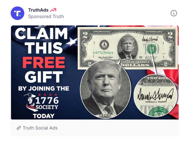 Image for article titled 11 of the Sleaziest Snake Oil Ads From Trump&#39;s Truth Social
