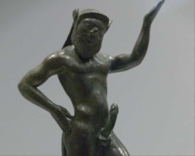 Statue of the satyr Silenus, a companion of the god of wine.