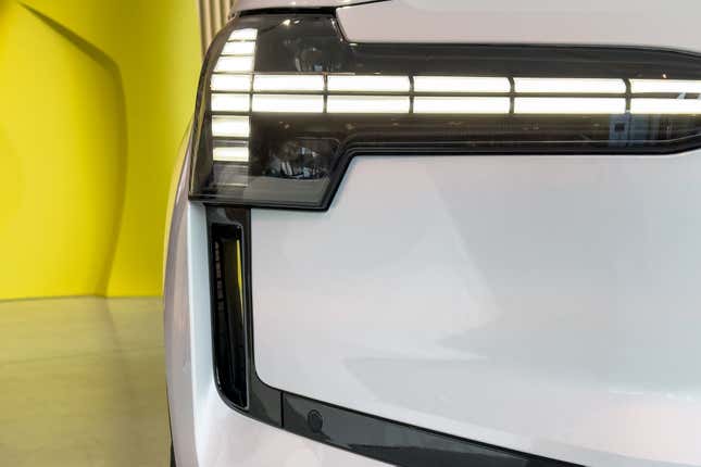 A photo of the front of the 2025 Volvo EX30 showing the SUV's air curtains