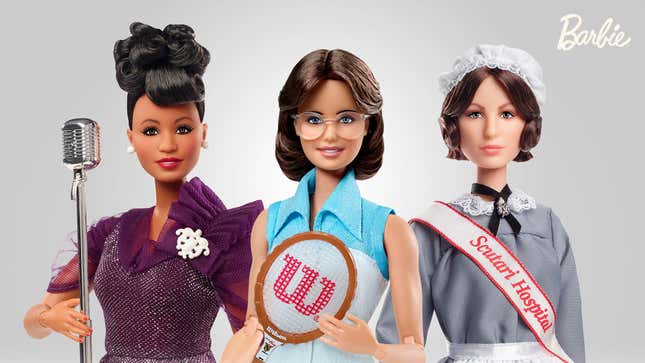 Barbie’s Inspiring Women Series: Ella Fitzgerald, left, Billie Jean King, and Florence Nightingale