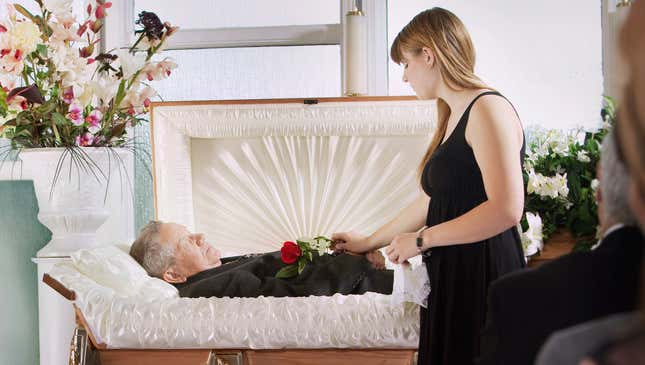 Image for article titled Open Casket Really Ruining Vibe At Funeral