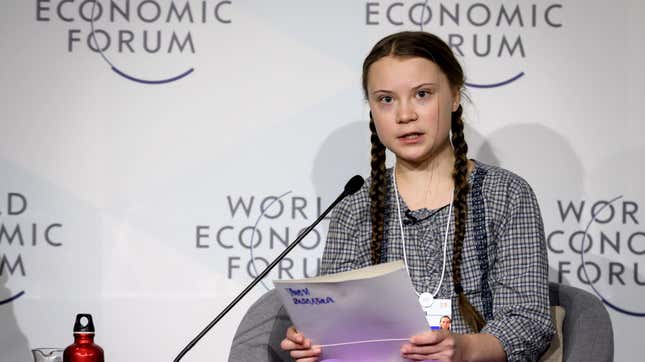 Greta Thunberg speaks at last year’s annual meeting for the World Economic Forum. She’ll be speaking again this year.