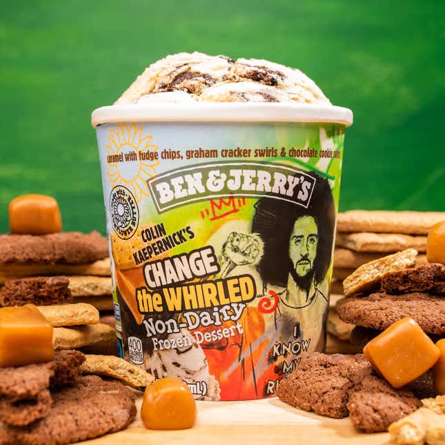 Image for article titled Ben &amp; Jerry’s teams up with Colin Kaepernick to ‘Change the Whirled’