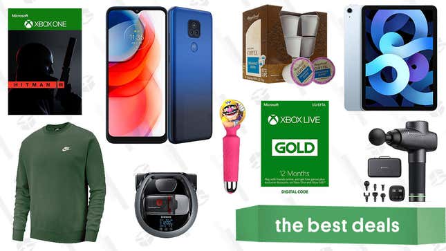 Image for article titled Thursday&#39;s Best Deals: iPad Air, TaoTronics Massage Gun, Hitman 3, 2021 Moto Phones, Samsung Powerbot, Xbox Live Gold, Better Love Pixie Wand, and More